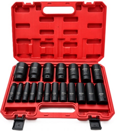 Smūginių galvučių rinkinys 1/2" | 3/8"–1-1/2" | 19 vnt. | colinės