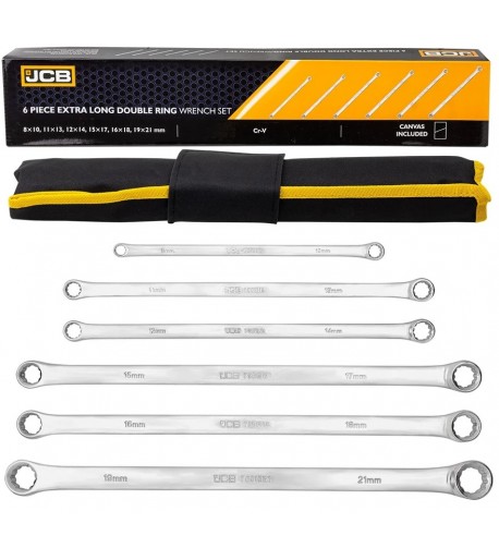 Ypač ilgų žiedinių raktų rinkinys 8–21 mm, 6 vnt. | JCB