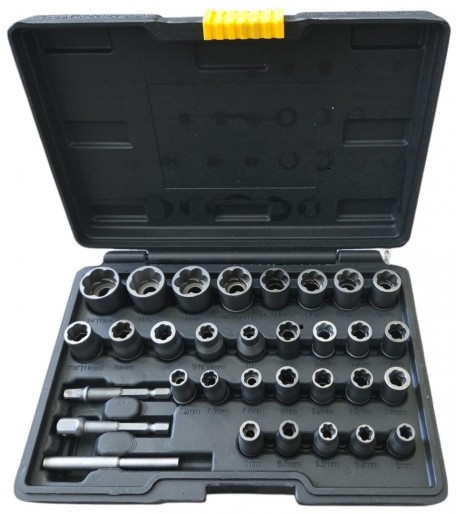 Smūginių galvučių rinkinys sugadintiems varžtams 6–19 mm, 1/4"–3/8", 32 vnt.