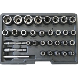 Smūginių galvučių rinkinys sugadintiems varžtams 6–19 mm, 1/4"–3/8", 32 vnt.