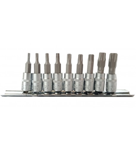 Torx įpresuotų antgalių rinkinys 9 vnt