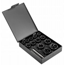 Smūginių galvučių rinkinys sugadintiems varžtams 9-27mm, 3/8″, 1/2″, 15vnt