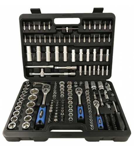 Įrankių komplektas su terkšlėmis 1/4"+3/8"+1/2" - 173d.
