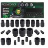 Smūginių galvučių rinkinys 1/4"-1/2" - 25d. ROCKFORCE