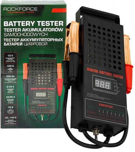 Akumuliatoriaus įkrovimo testeris skaitmeninis 12V ROCKFORCE