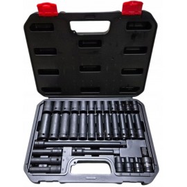 Smūginių galvučių rinkinys 1/2" 8–22 mm, 33 vnt