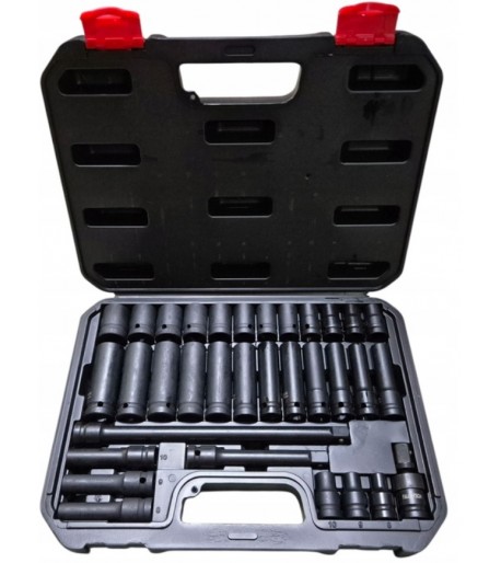 Smūginių galvučių rinkinys 1/2" 8–22 mm, 33 vnt